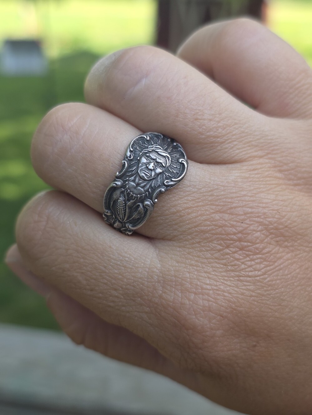 Vintage | Sterling Silver | Native American Spoon Ring | Size 9 |